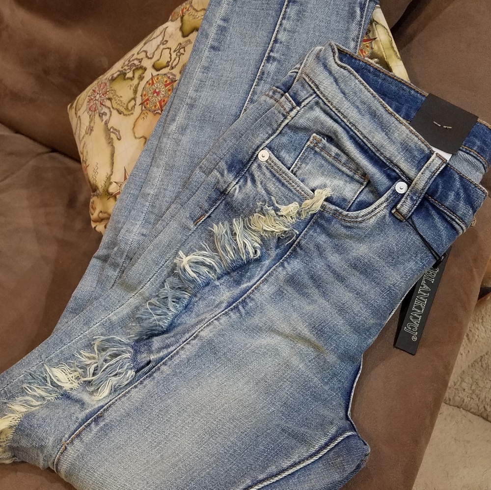 Blank NYC The Bond Good Call Wash High Rise Skinny Sassy Flounce Jeans Sz 26 NWT - Picture 6 of 14